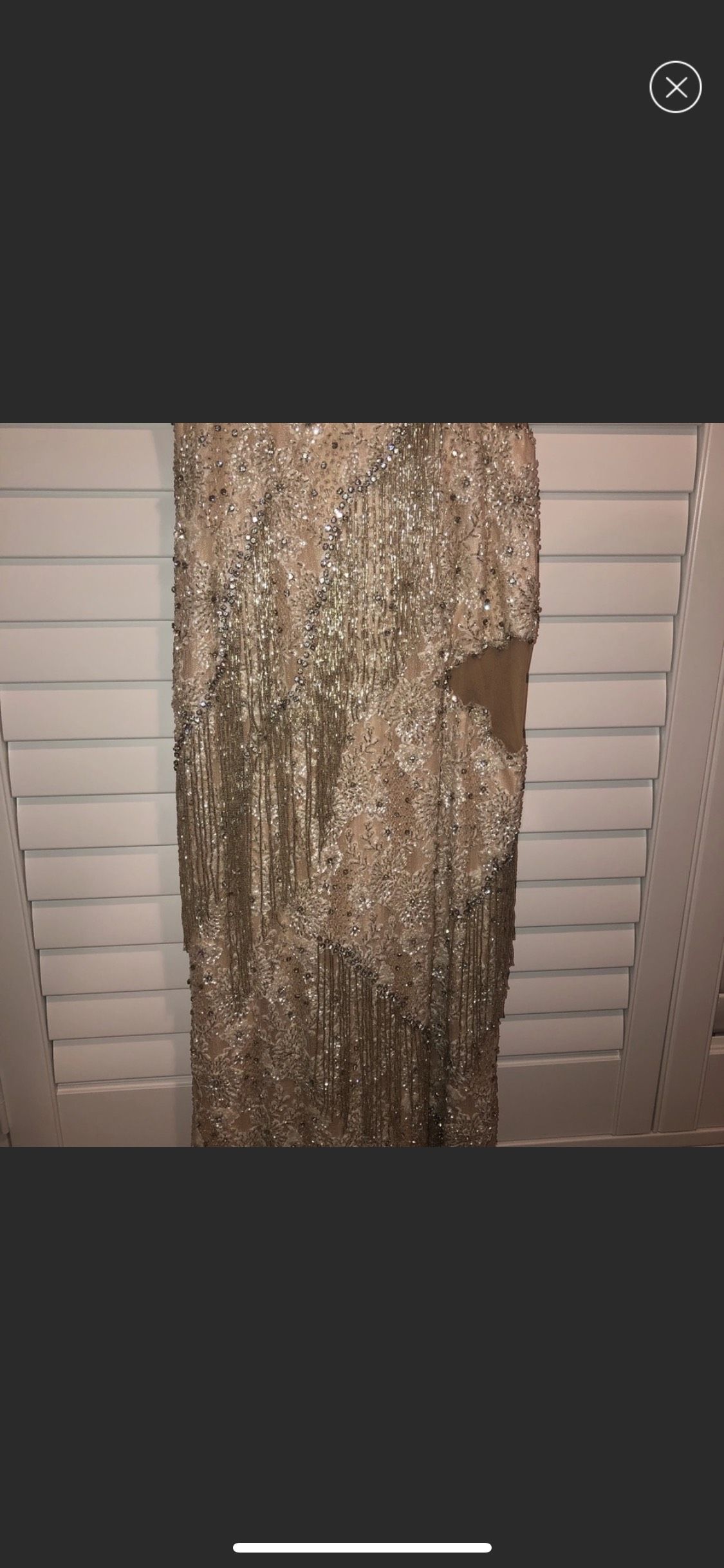 Jovani Size Prom Plunge Sequined Nude Floor Length Maxi