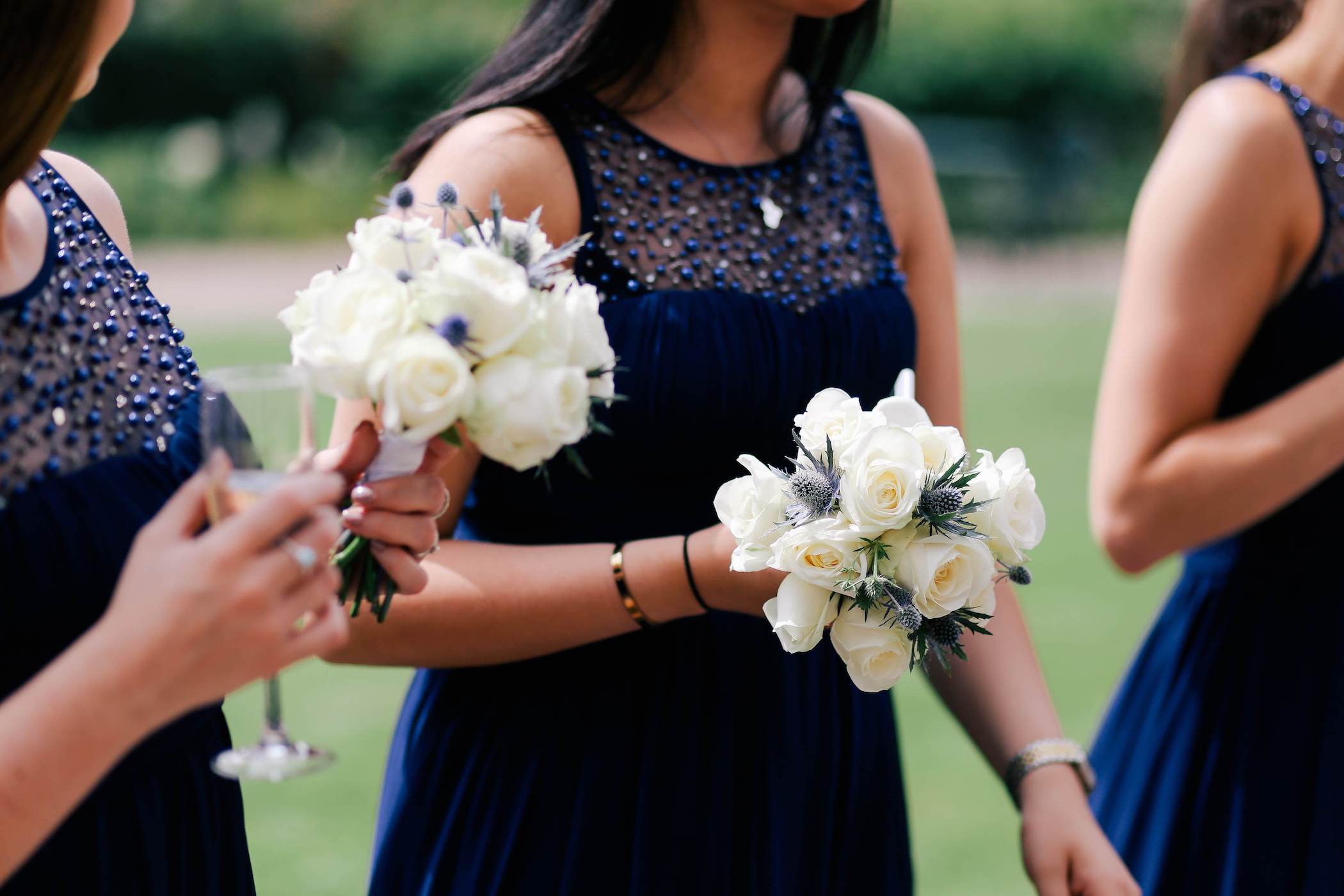 The dresses you choose for your bridesmaids should coordinate with the colors you are using for your event.