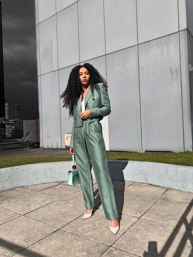 Cheslie in a mint suit set