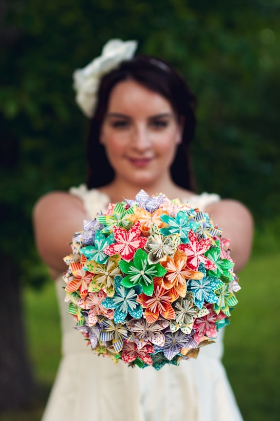 Just like wood flowers, paper flowers are a great way to add vintage vibes and a lot of extra romance