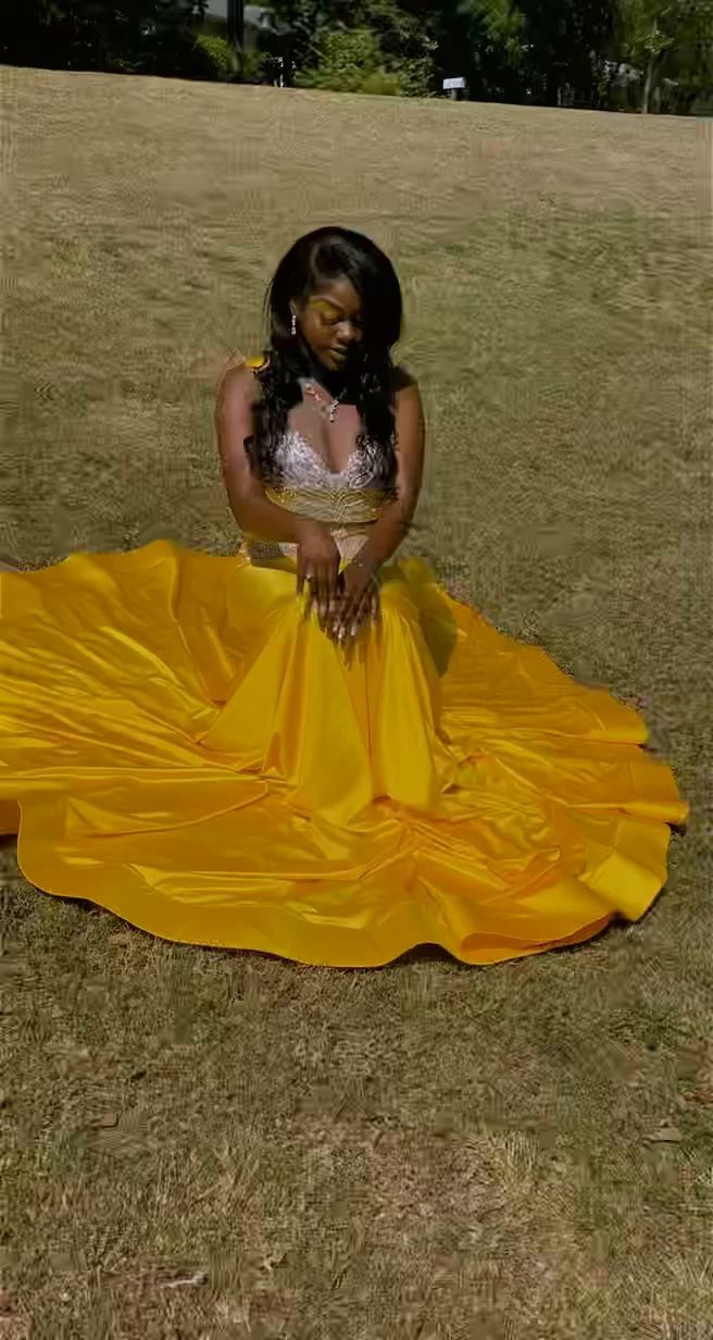 yellow prom dresses on dark skin