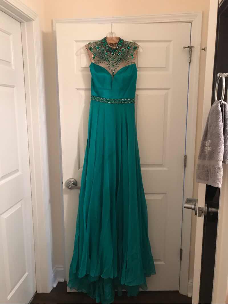 Sherri Hill Green Size 0 Belt Sequin Straight Dress on Queenly