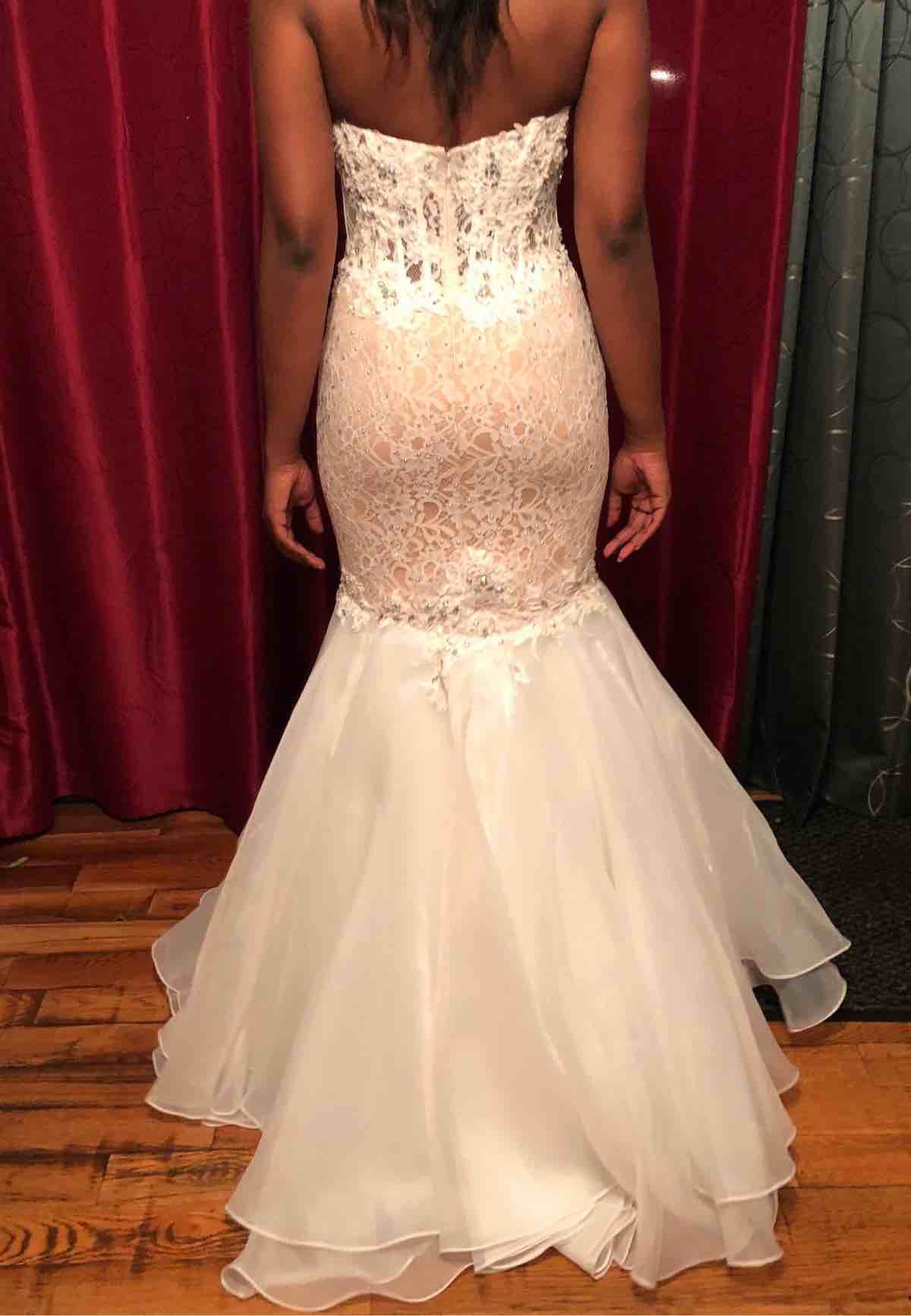 Size 4 Prom Strapless Lace White Mermaid Dress on Queenly