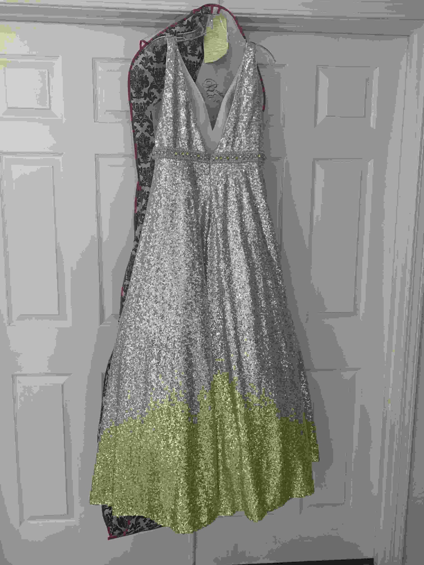 Clarisse Size 14 Pageant Silver Ball Gown on Queenly