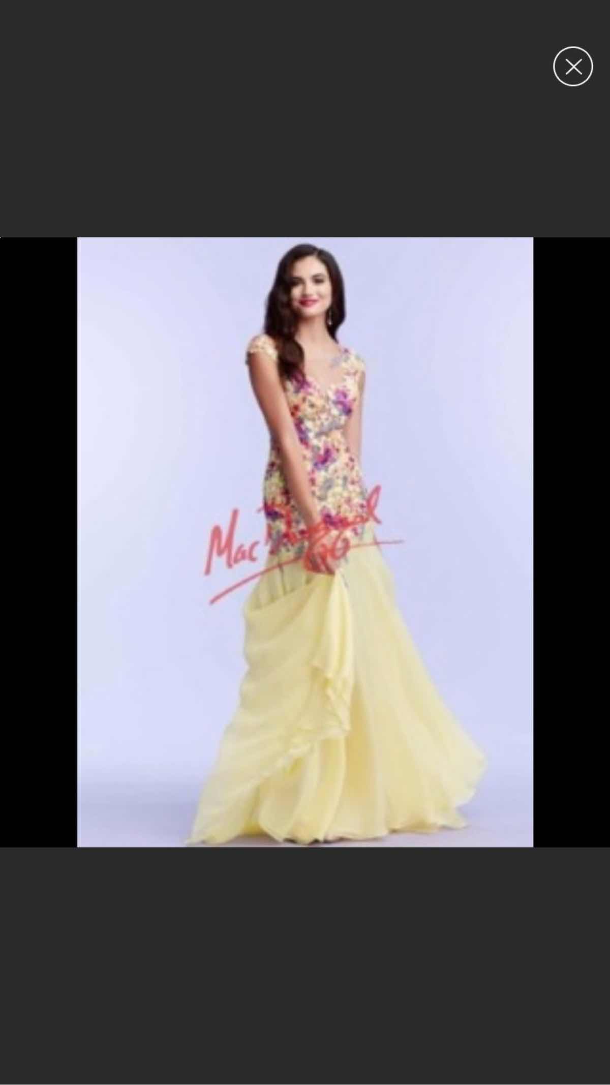 Mac Duggal Yellow Size 8 Beaded Prom A-line Dress on Queenly