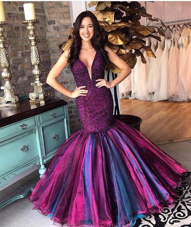 Sherri Hill Size 10 Pageant Plunge Sequined Purple Mermaid Dress on Queenly