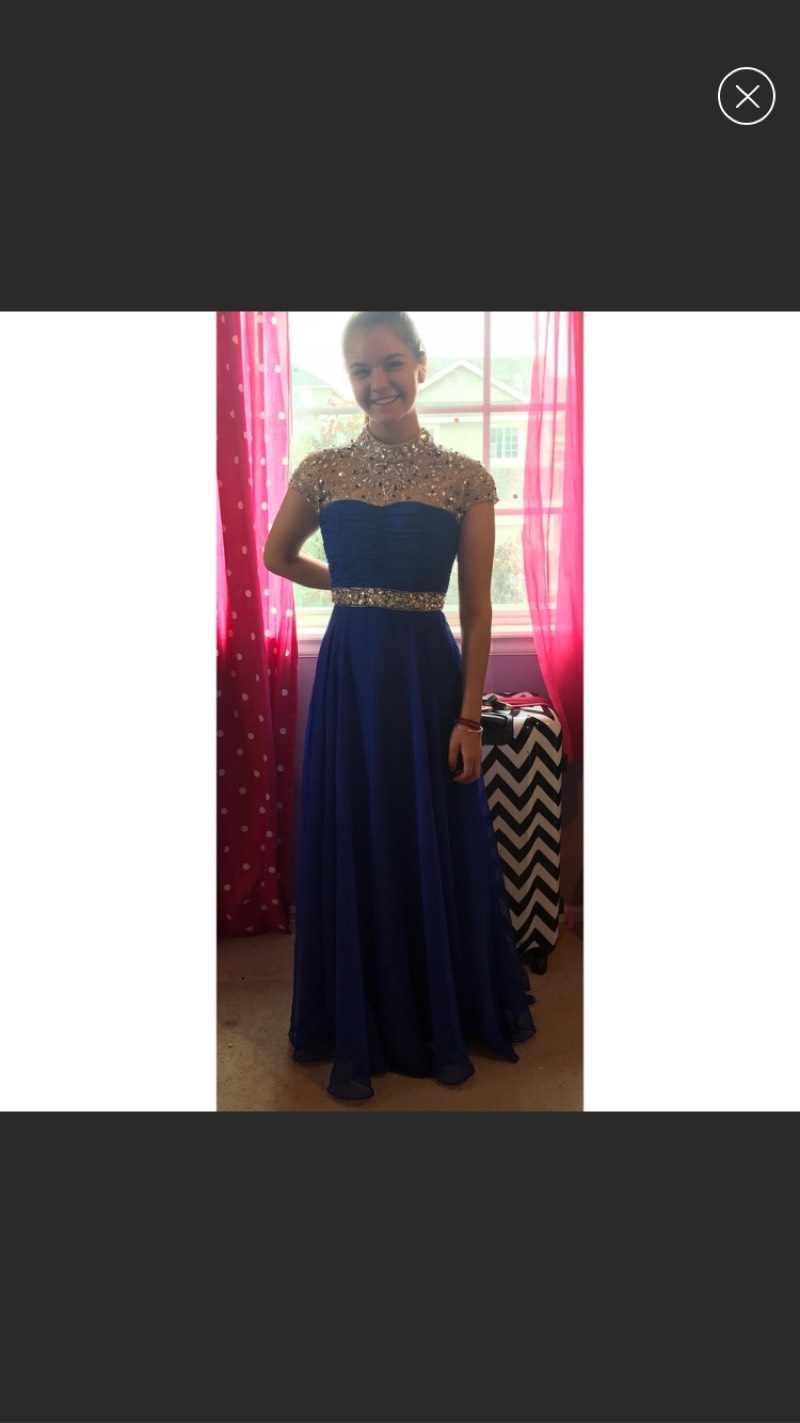 Sherri Hill Blue Size 0 Jewelled Prom Sequin A-line Dress on Queenly