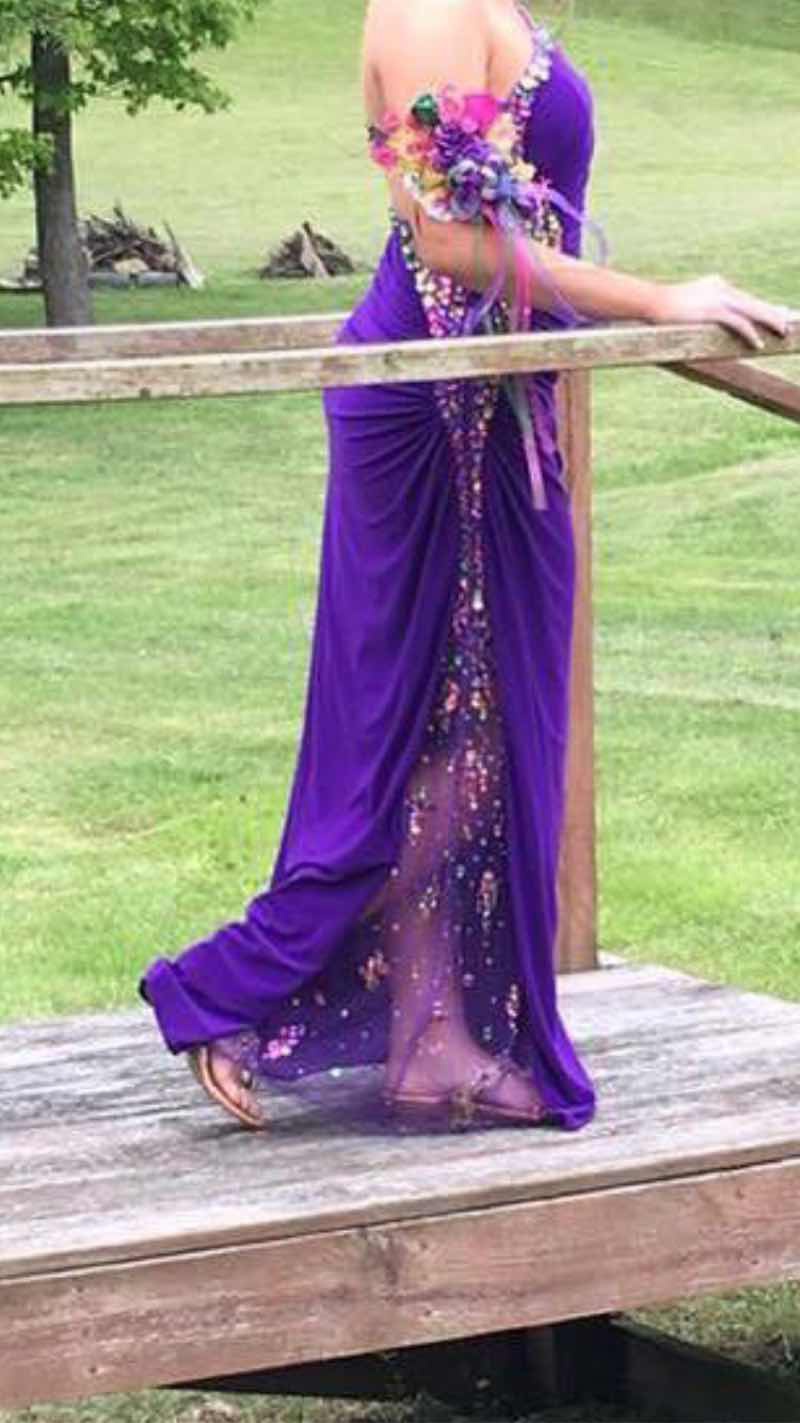Size 8 Prom Sequined Purple Floor Length Maxi on Queenly