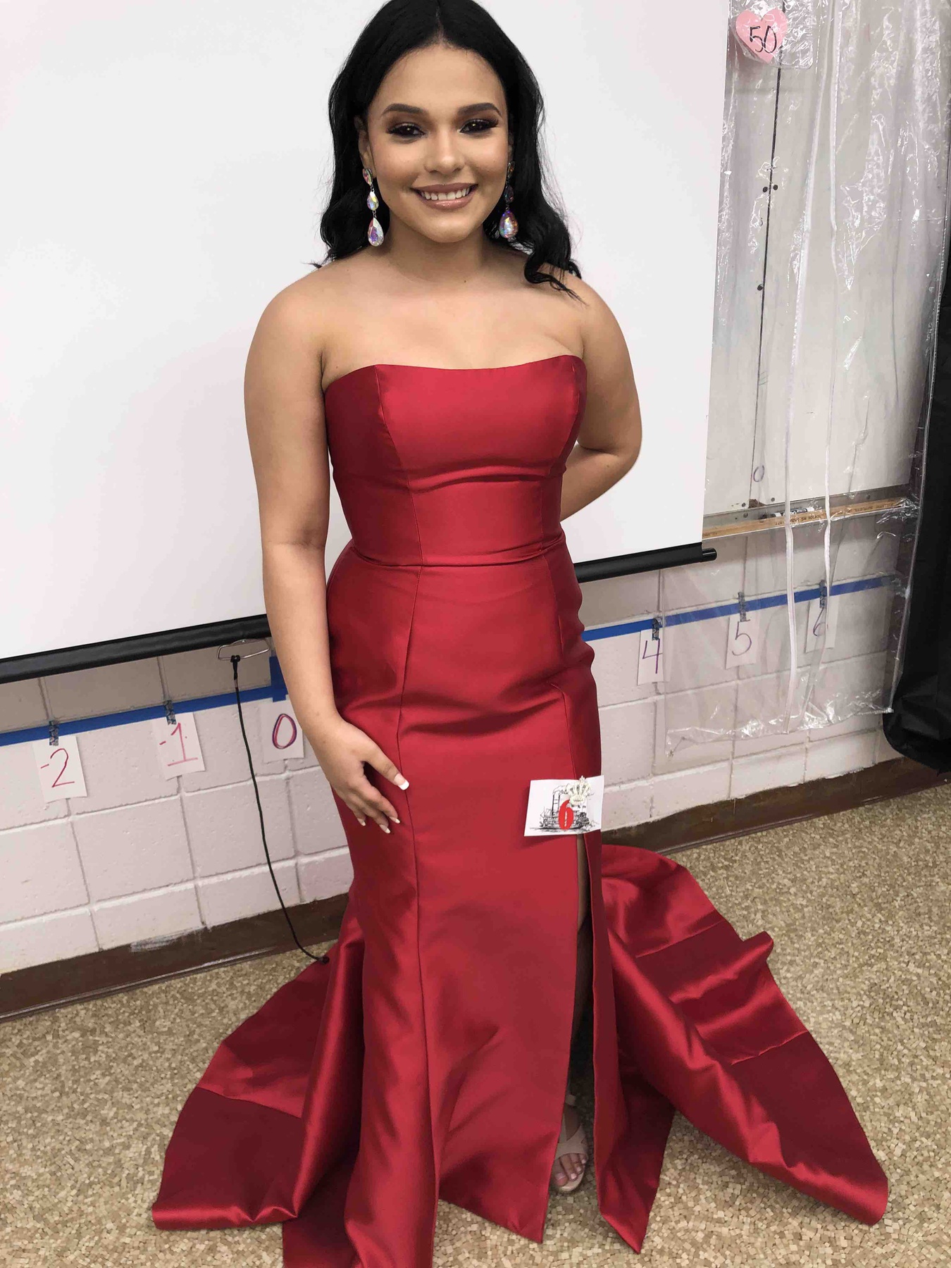 Sherri Hill Size 10 Prom Strapless Satin Red Side Slit Dress on Queenly