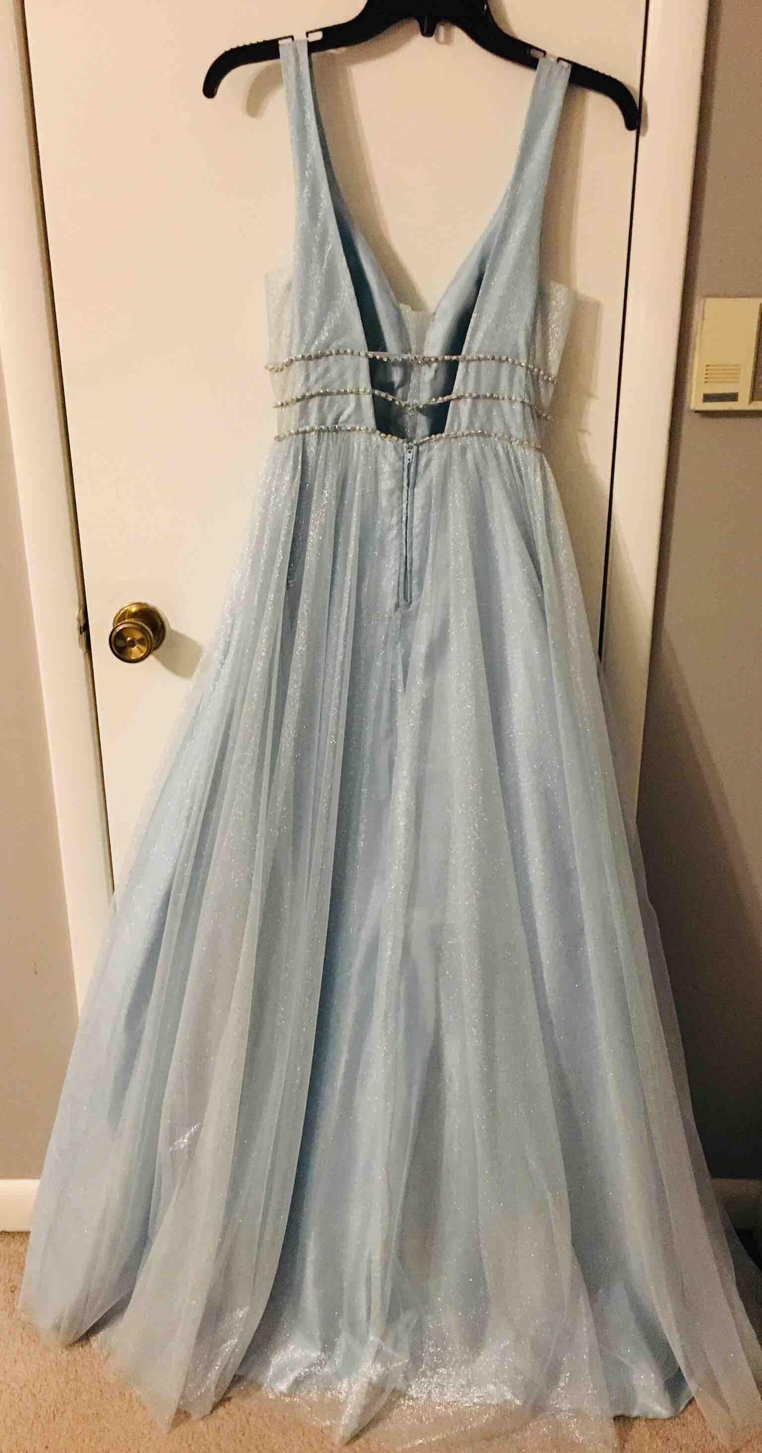 B. Darlin Size 4 Blue Ball Gown on Queenly
