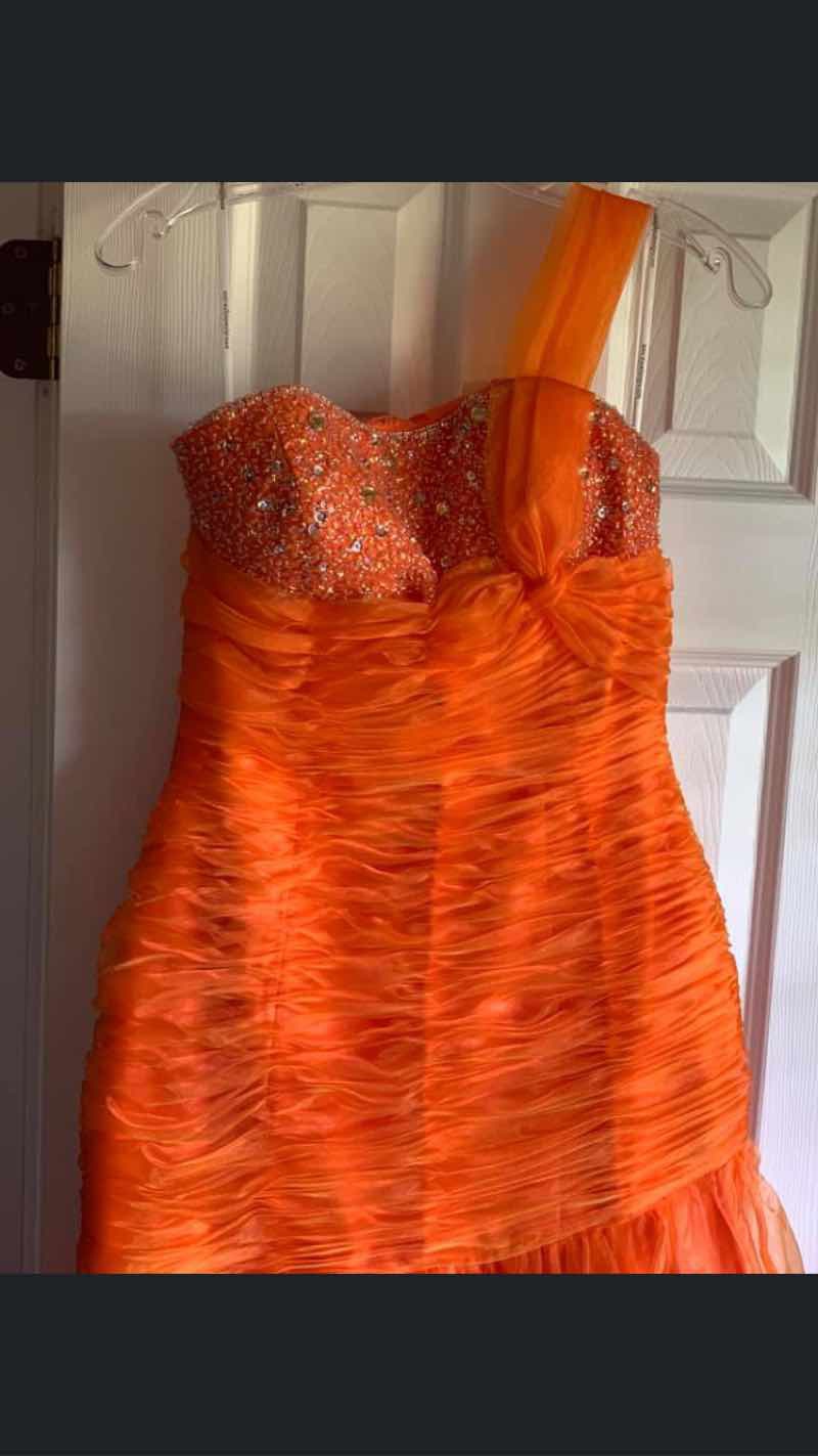 Alyce Paris Orange Size 8 One Shoulder Floor Length Mermaid Dress on Queenly