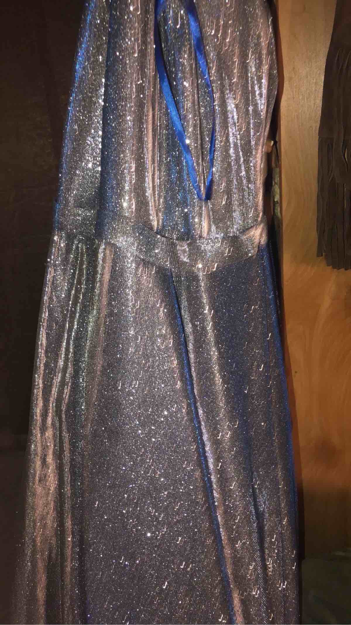 Size 10 Prom Off The Shoulder Blue Ball Gown on Queenly
