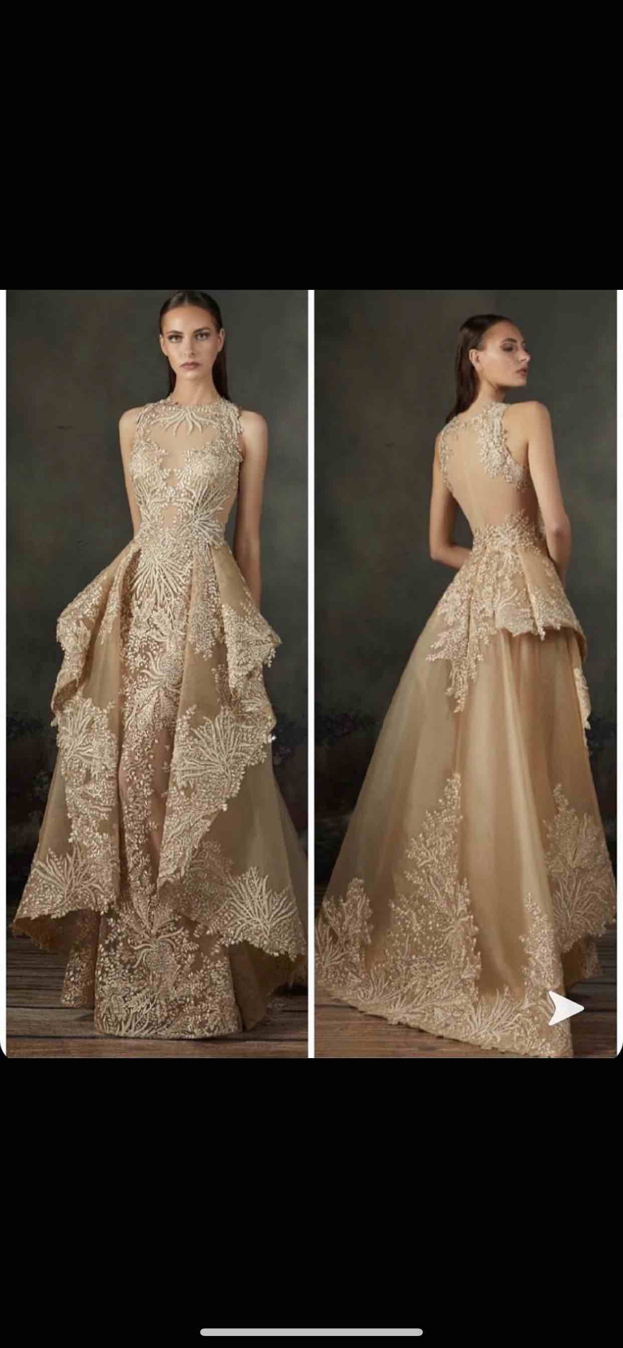 Size 10 Prom Lace Nude Dress With Train on Queenly