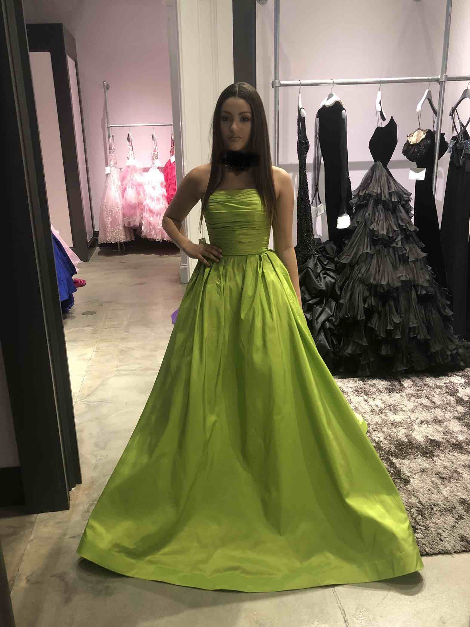 Sherri Hill Size 6 Pageant Strapless Lime Green Ball Gown on Queenly