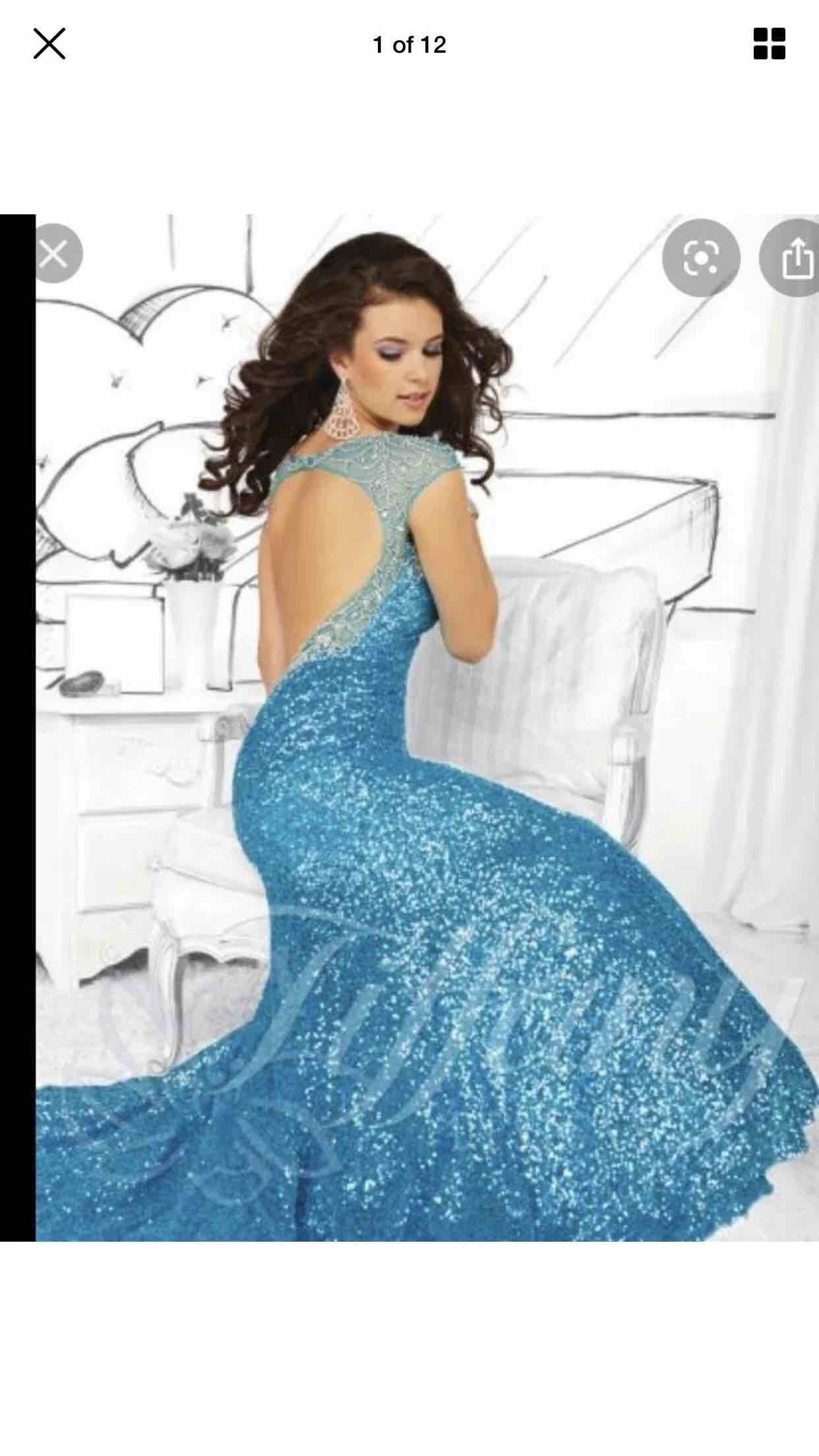 Tiffany Designs Size 8 Blue Mermaid Dress on Queenly