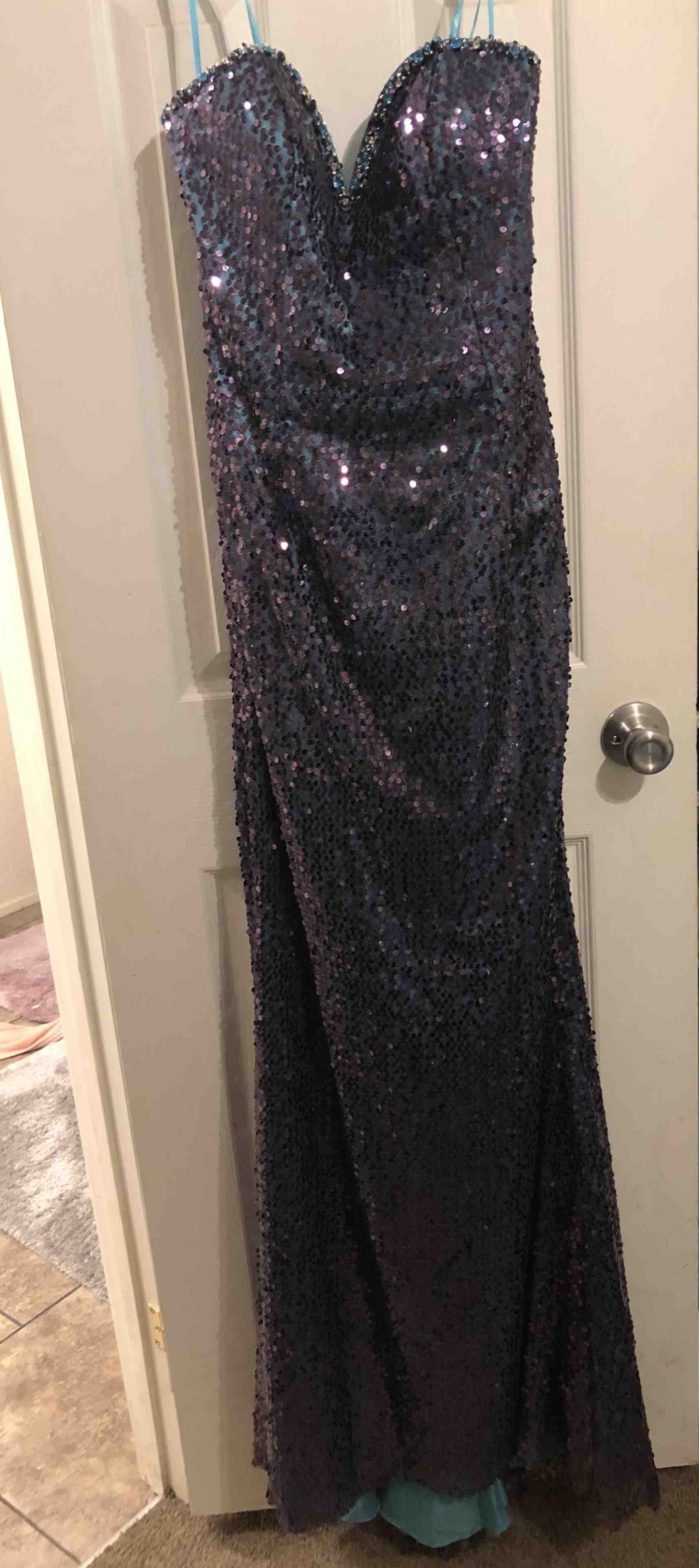 MoriLee Size 10 Prom Strapless Sequined Multicolor A-line Dress on Queenly