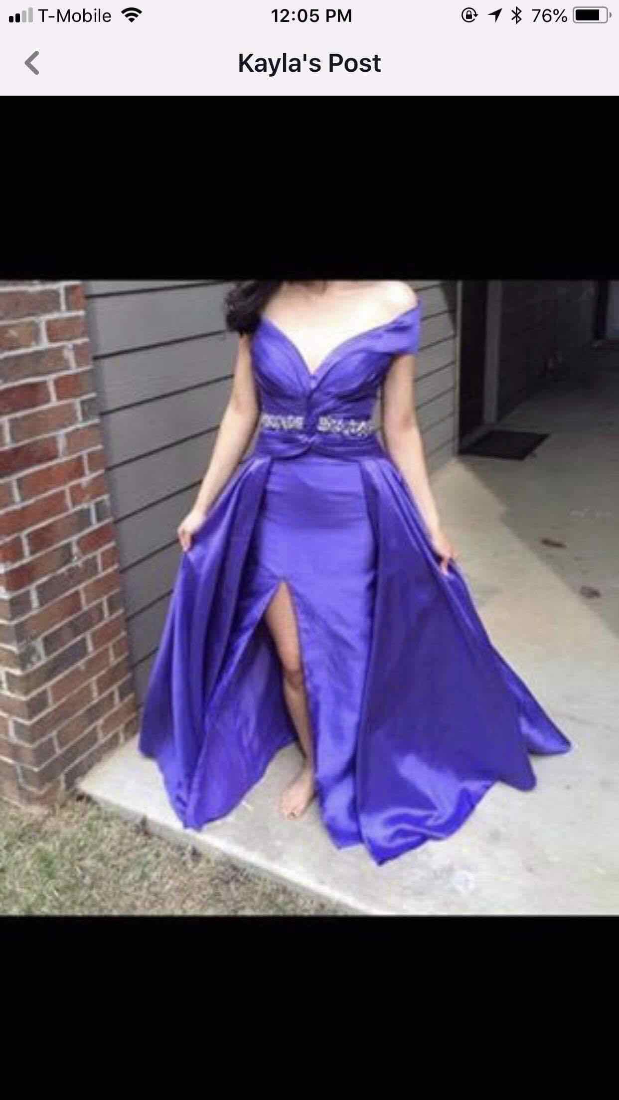 Tony Bowls Size 4 Off The Shoulder Purple Dress With Train on Queenly