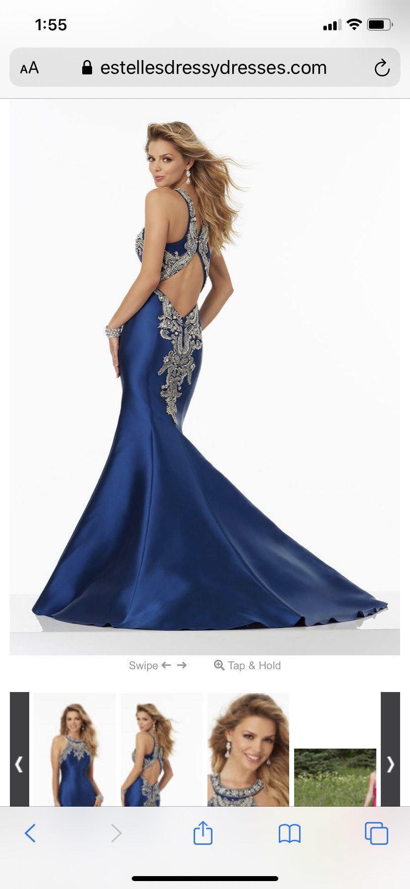 MoriLee Blue Size 6 Prom Halter Mori Lee Train Mermaid Dress on Queenly