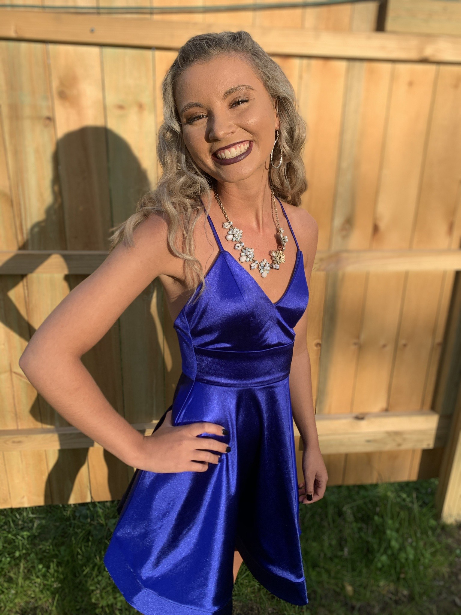 Size 0 Homecoming Satin Blue Cocktail Dress on Queenly