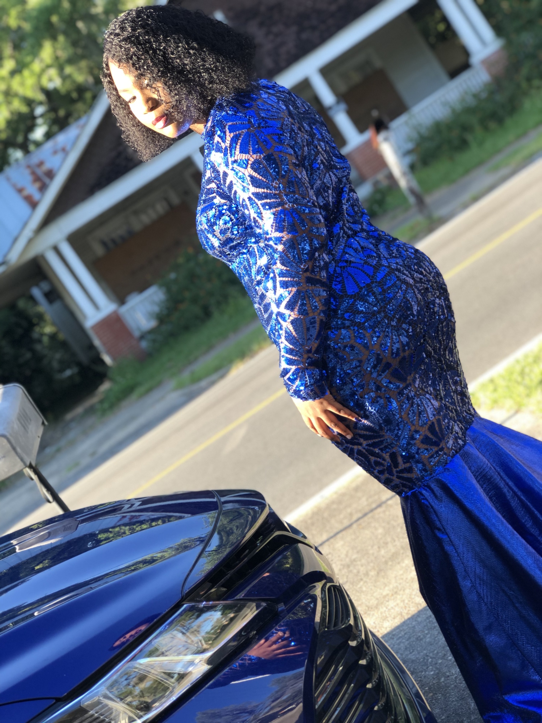 Plus Size 16 Prom Long Sleeve Royal Blue Floor Length Maxi on Queenly