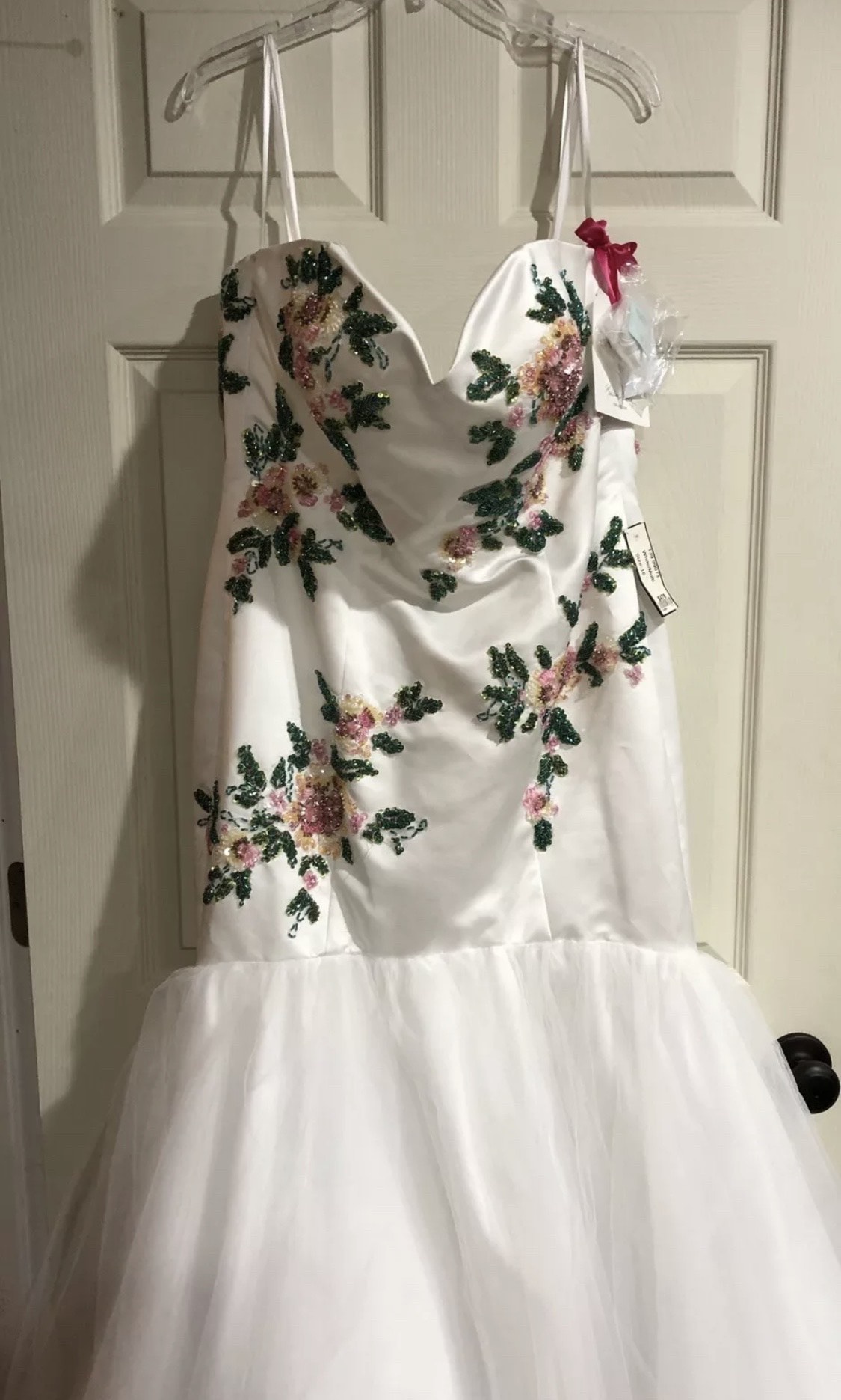 MoriLee Plus Size 16 Prom Floral White Mermaid Dress on Queenly
