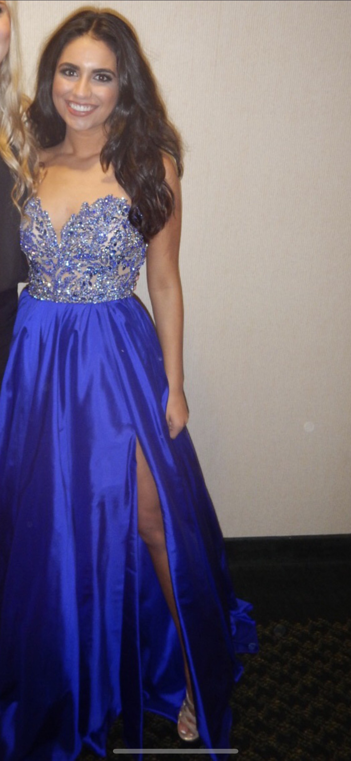Sherri Hill Size 0 Prom Strapless Sequined Royal Blue Ball Gown on Queenly