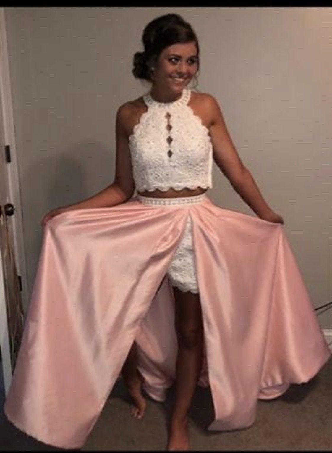 Rachel Allan Size 4 Pink Side Slit Dress on Queenly