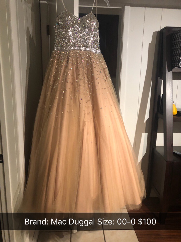 Mac Duggal Size 00 Pageant Sequined Gold Ball Gown on Queenly