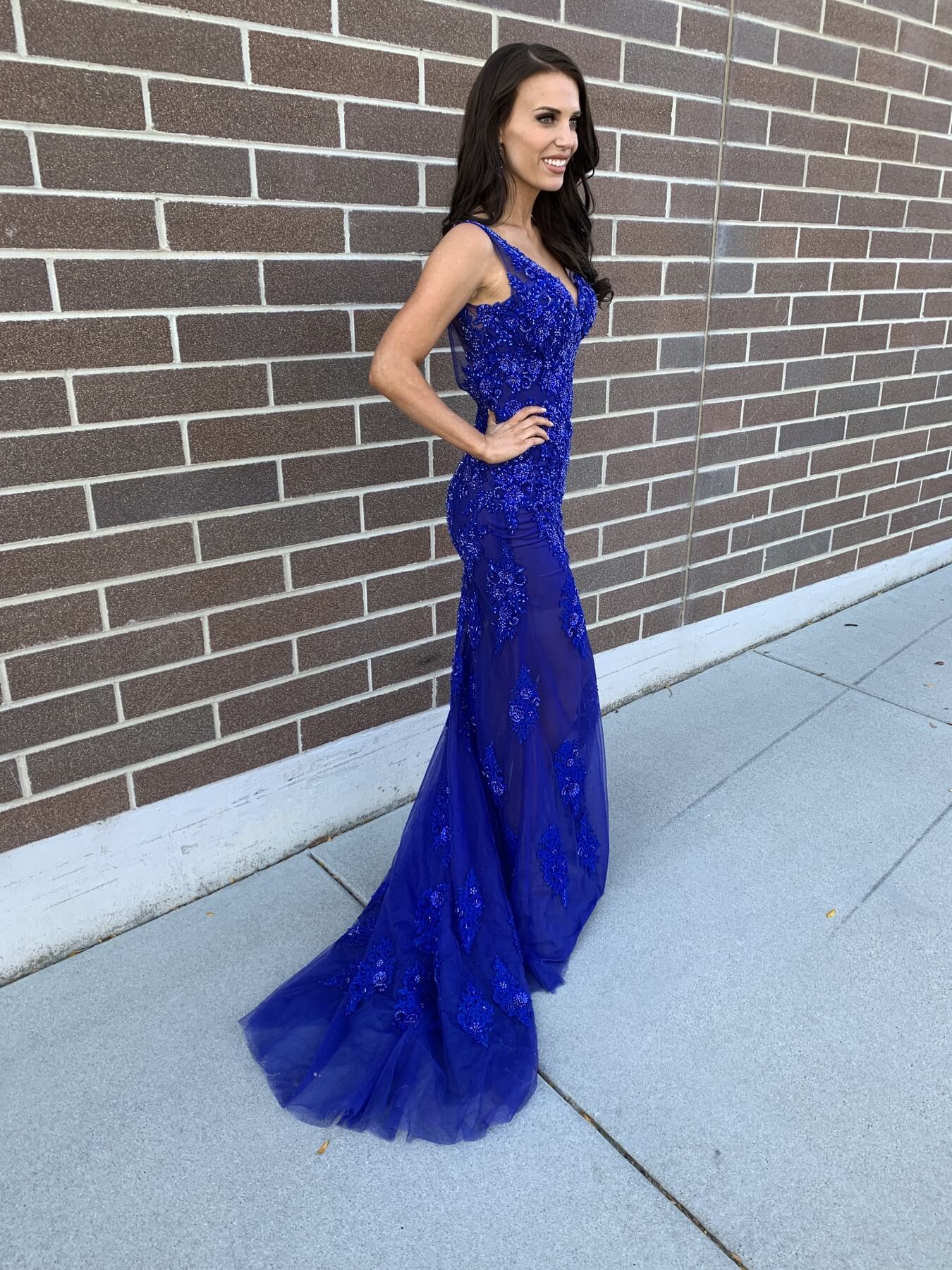 Size 2 Prom Sheer Blue Mermaid Dress on Queenly