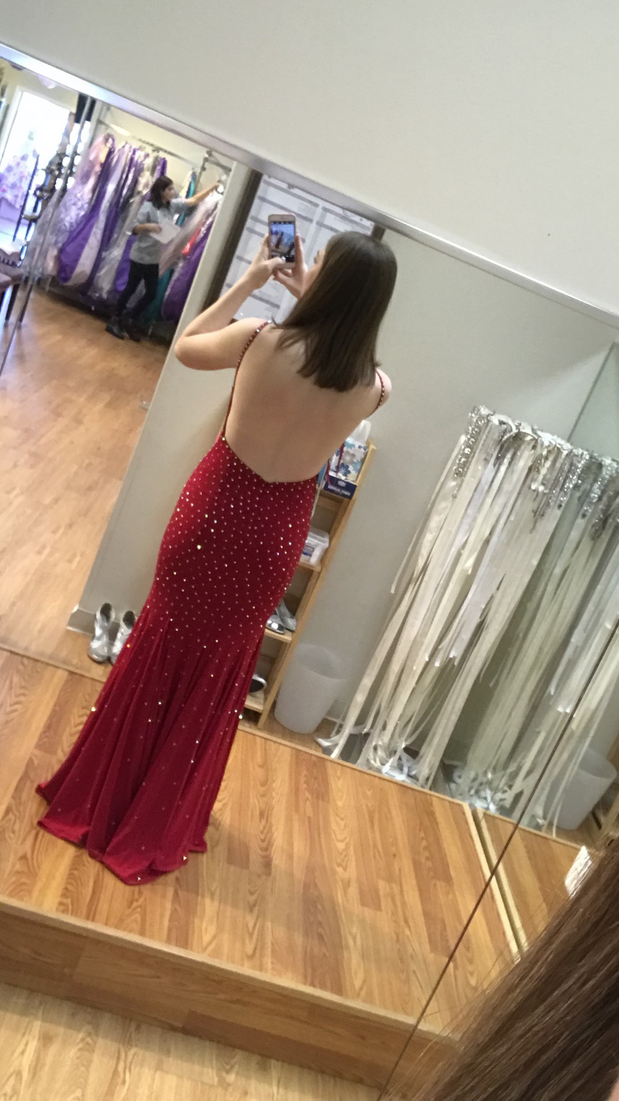 Jovani Size 4 Prom Sequined Burgundy Red Floor Length Maxi on Queenly