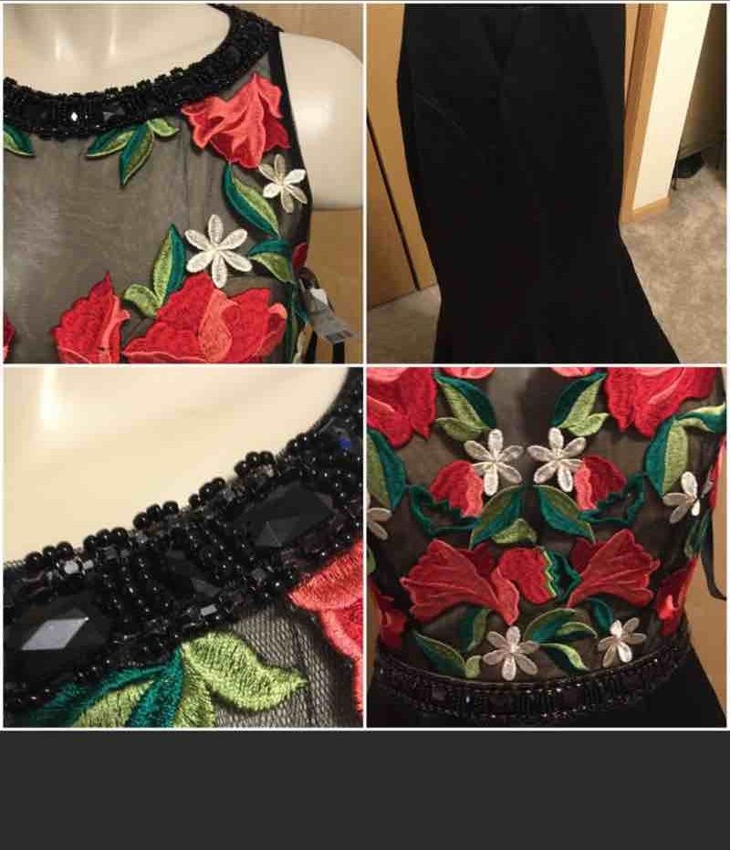 Mac Duggal Black Size 8 Prom Sheer Floral Mermaid Dress on Queenly