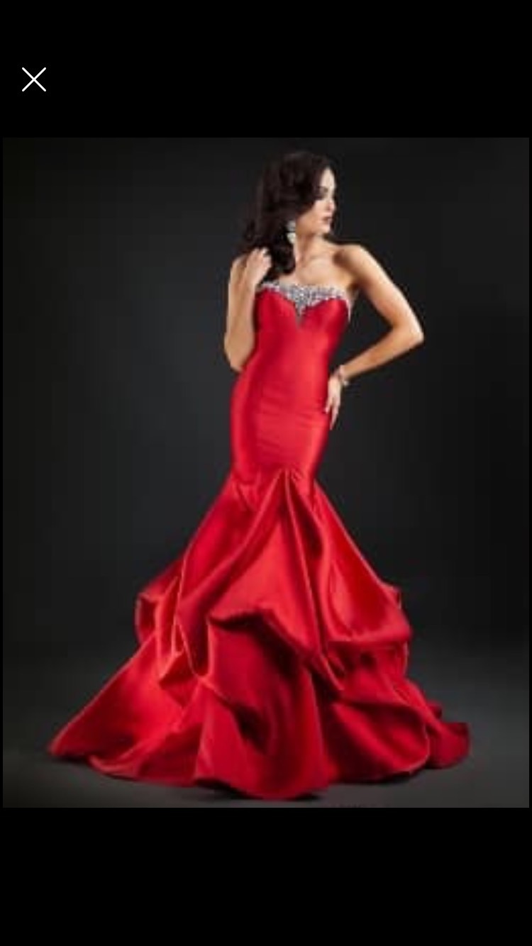 Rachel Allan Size 2 Pageant Red Dress With Train on Queenly