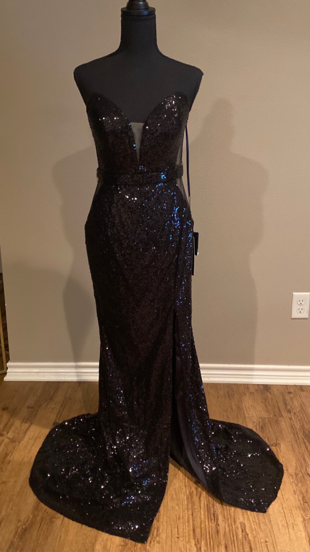 Size 8 Prom Strapless Black Side Slit Dress on Queenly
