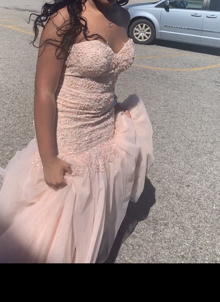 Size 8 Prom Strapless Pink Mermaid Dress on Queenly