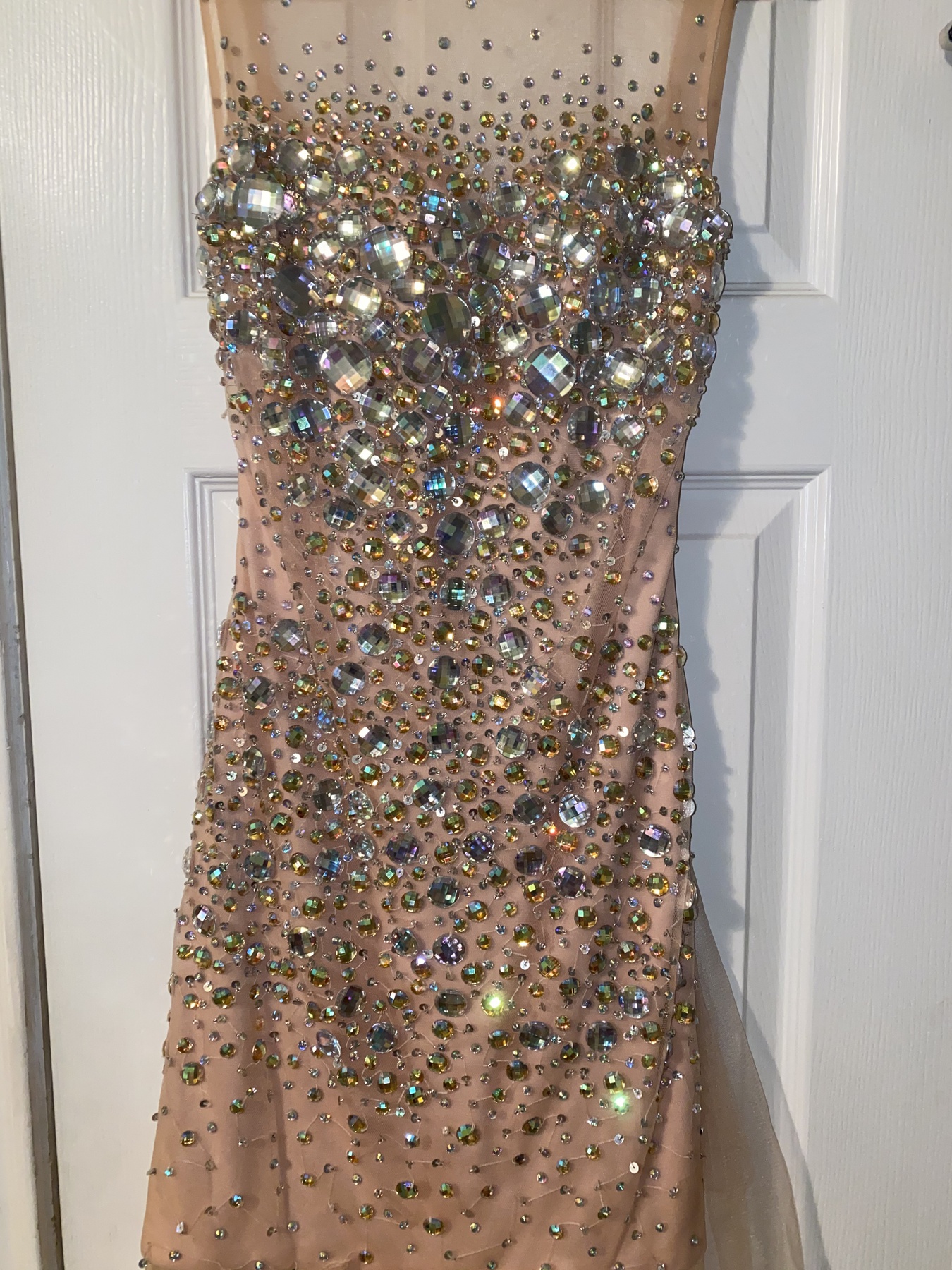 Jovani Size 4 Prom Sequined Rose Gold Floor Length Maxi on Queenly