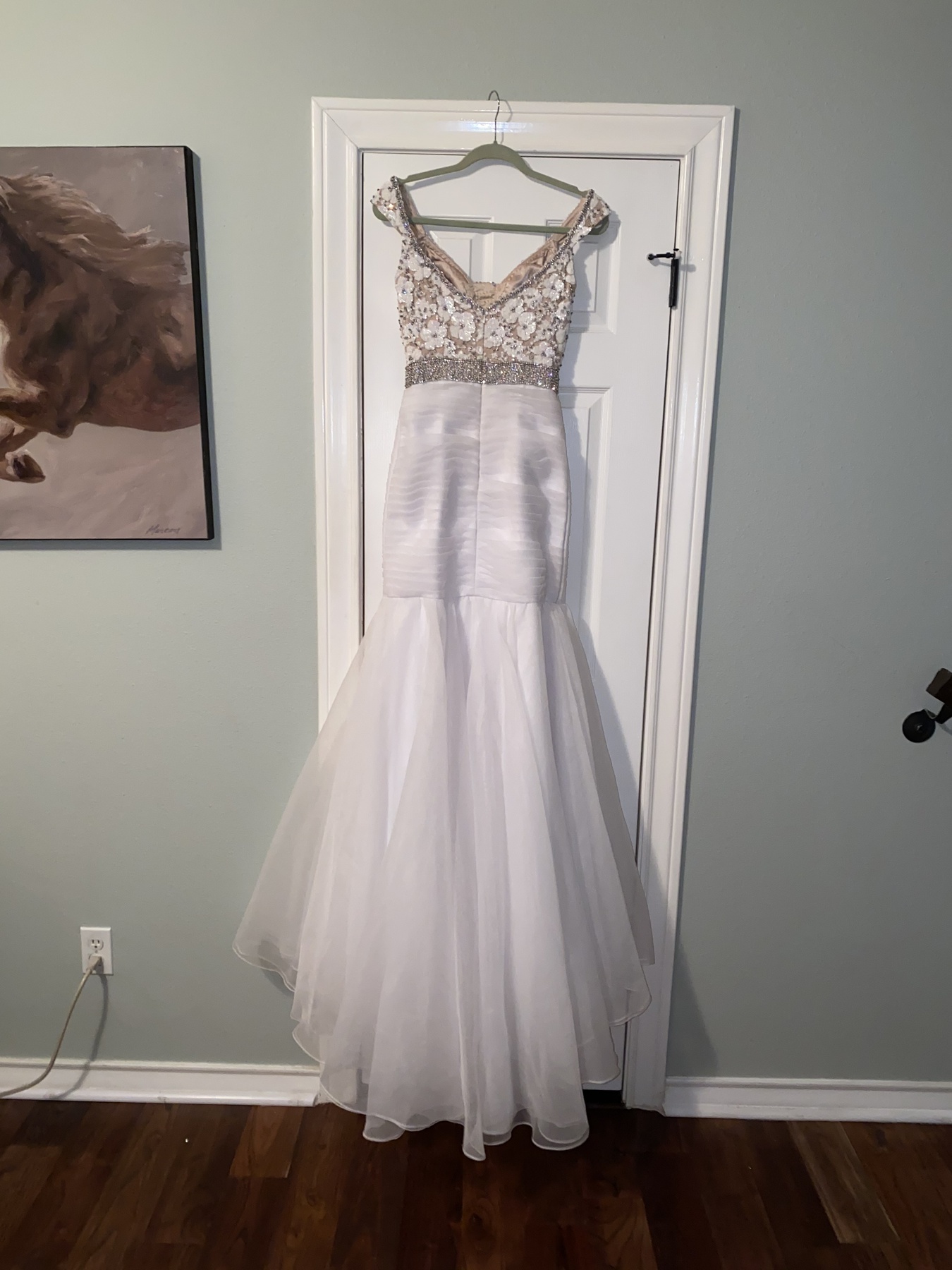 Sherri Hill Size 6 Wedding Sequined White Mermaid Dress on Queenly