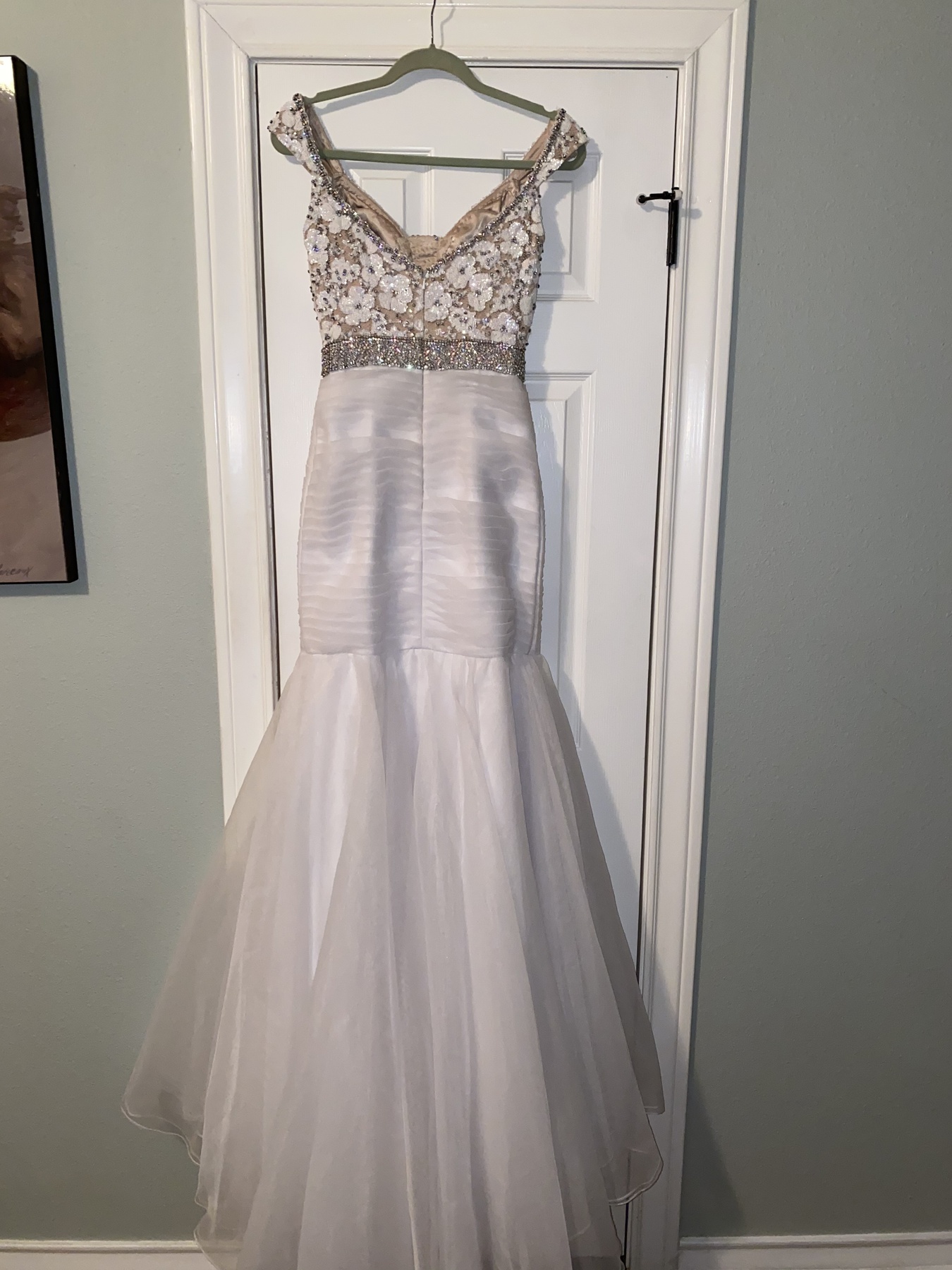 Sherri Hill Size 6 Wedding Sequined White Mermaid Dress on Queenly