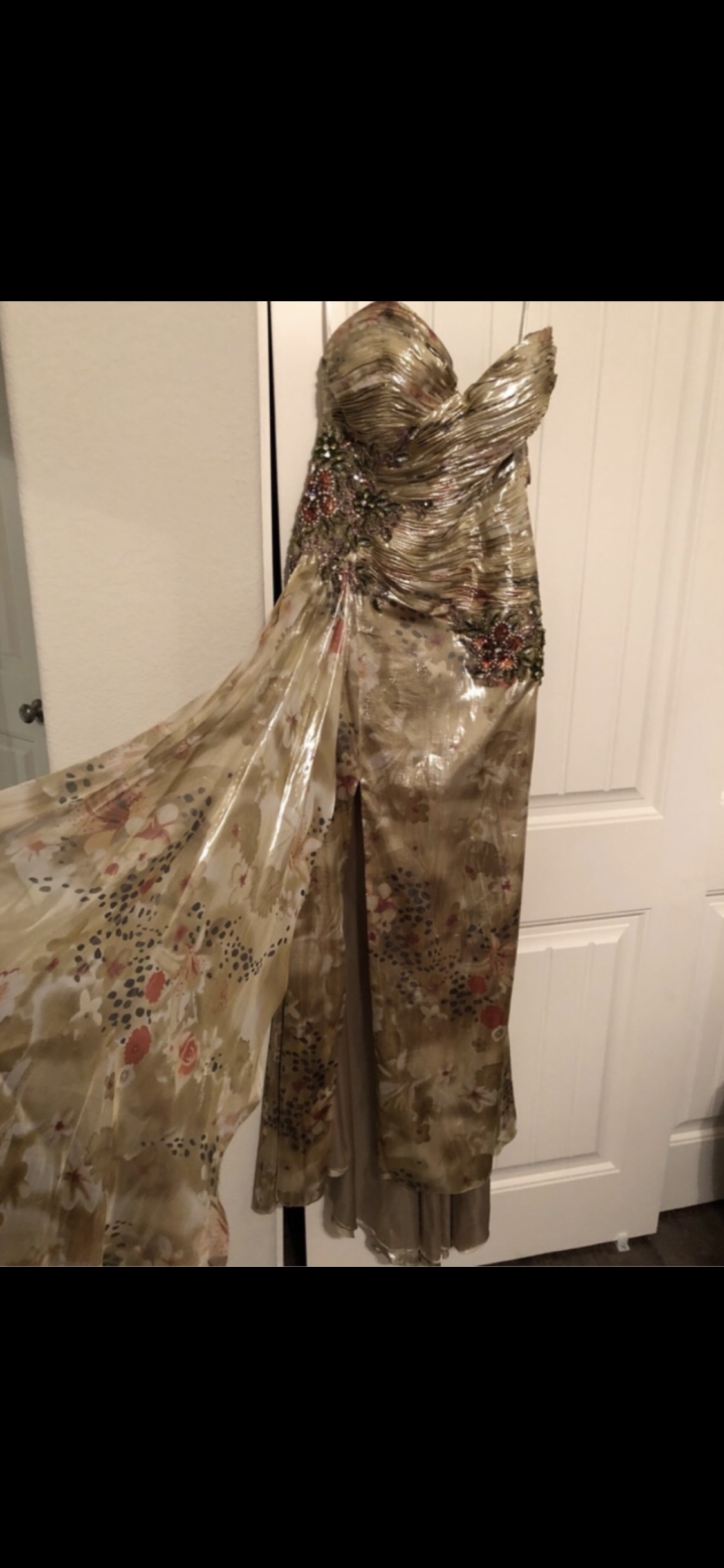 Terani Couture Size 8 Prom Satin Multicolor Side Slit Dress on Queenly