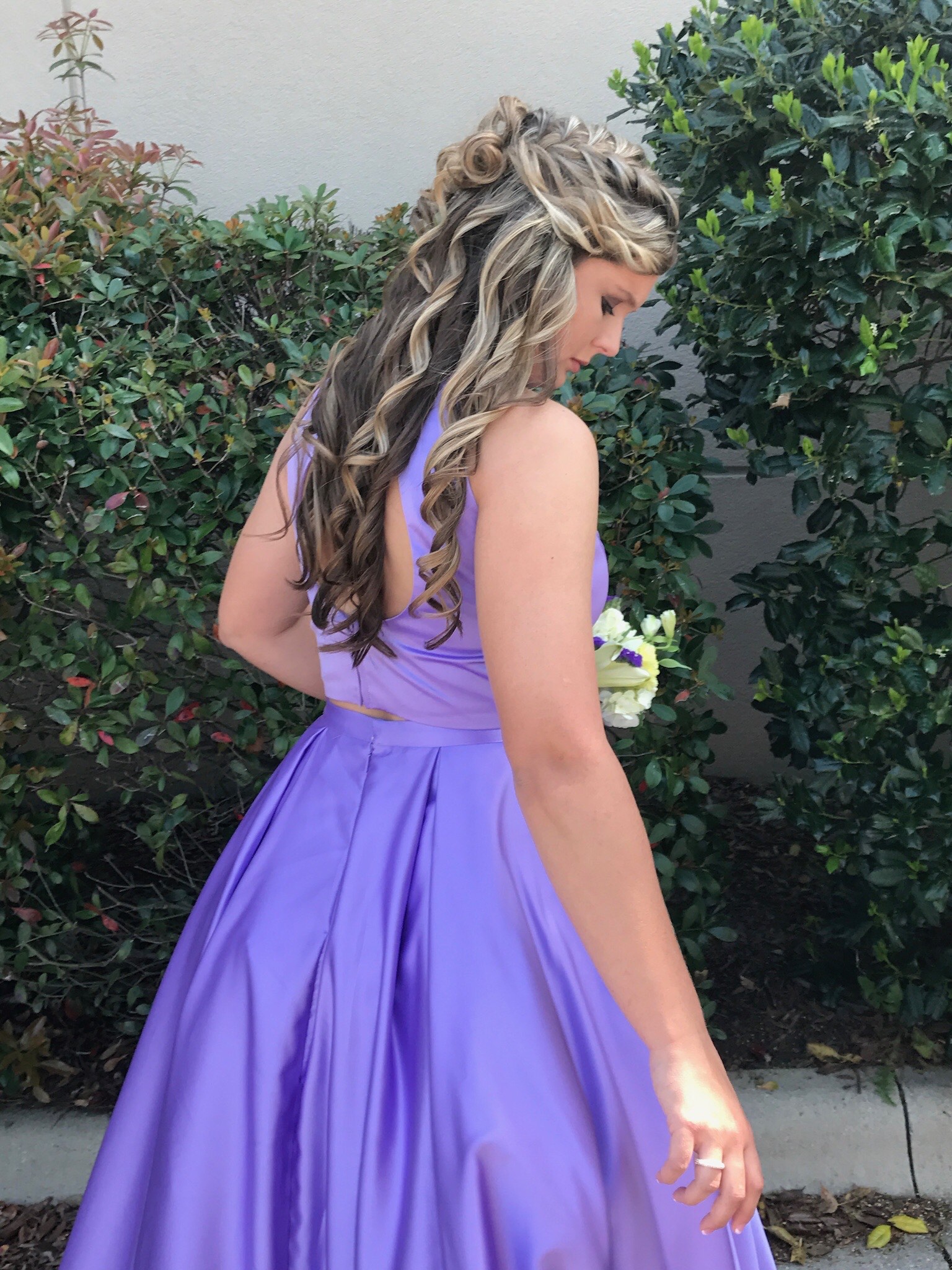 Size 10 Prom Halter Satin Light Purple Ball Gown on Queenly