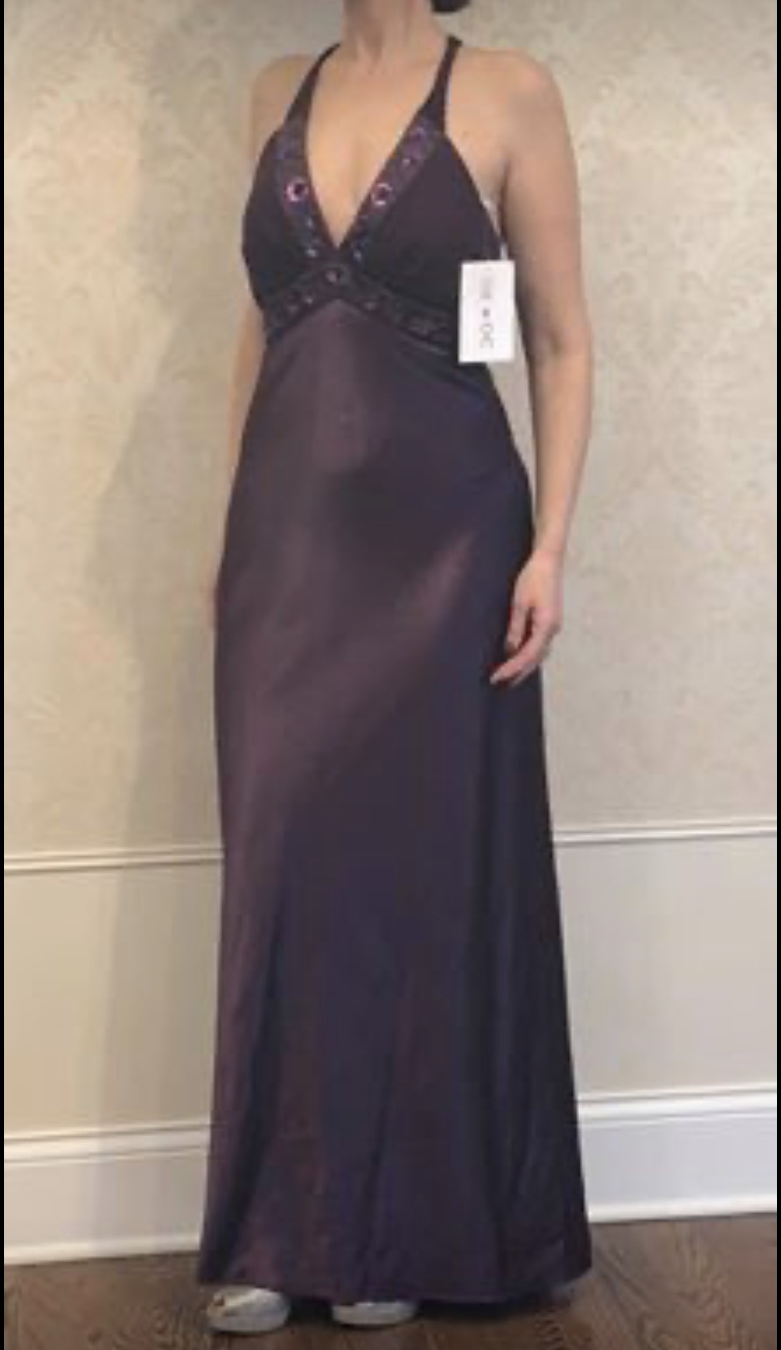Oleg Cassini Size 8 Prom Plunge Purple Ball Gown on Queenly