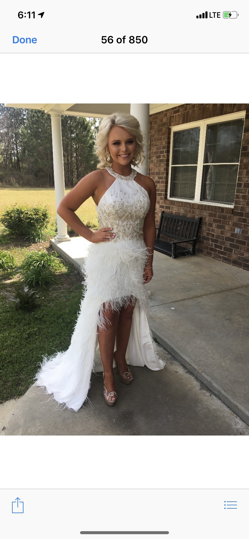 Size 4 Homecoming High Neck Sequined White Dress With Train on Queenly