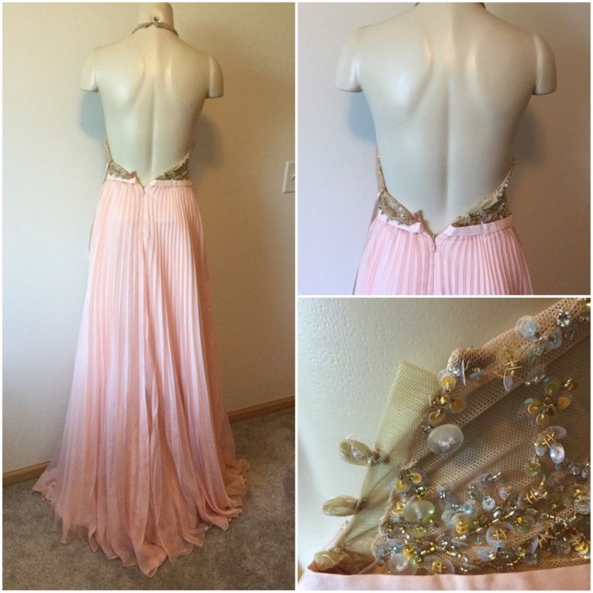 Jovani Size 0 Prom Plunge Sheer Light Pink Ball Gown on Queenly