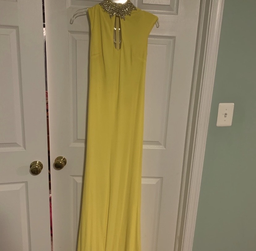Size 2 High Neck Yellow Floor Length Maxi on Queenly