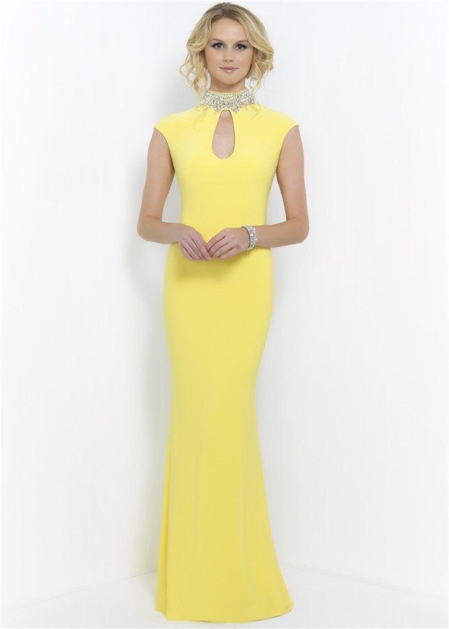 Size 2 High Neck Yellow Floor Length Maxi on Queenly