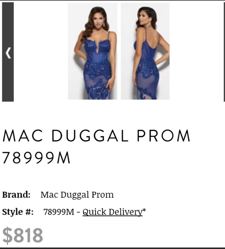 Mac Duggal Size 4 Prom Plunge Sheer Blue Mermaid Dress on Queenly