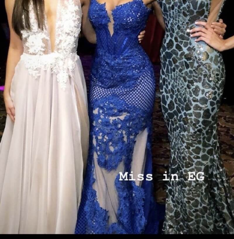Mac Duggal Size 4 Prom Plunge Sheer Blue Mermaid Dress on Queenly