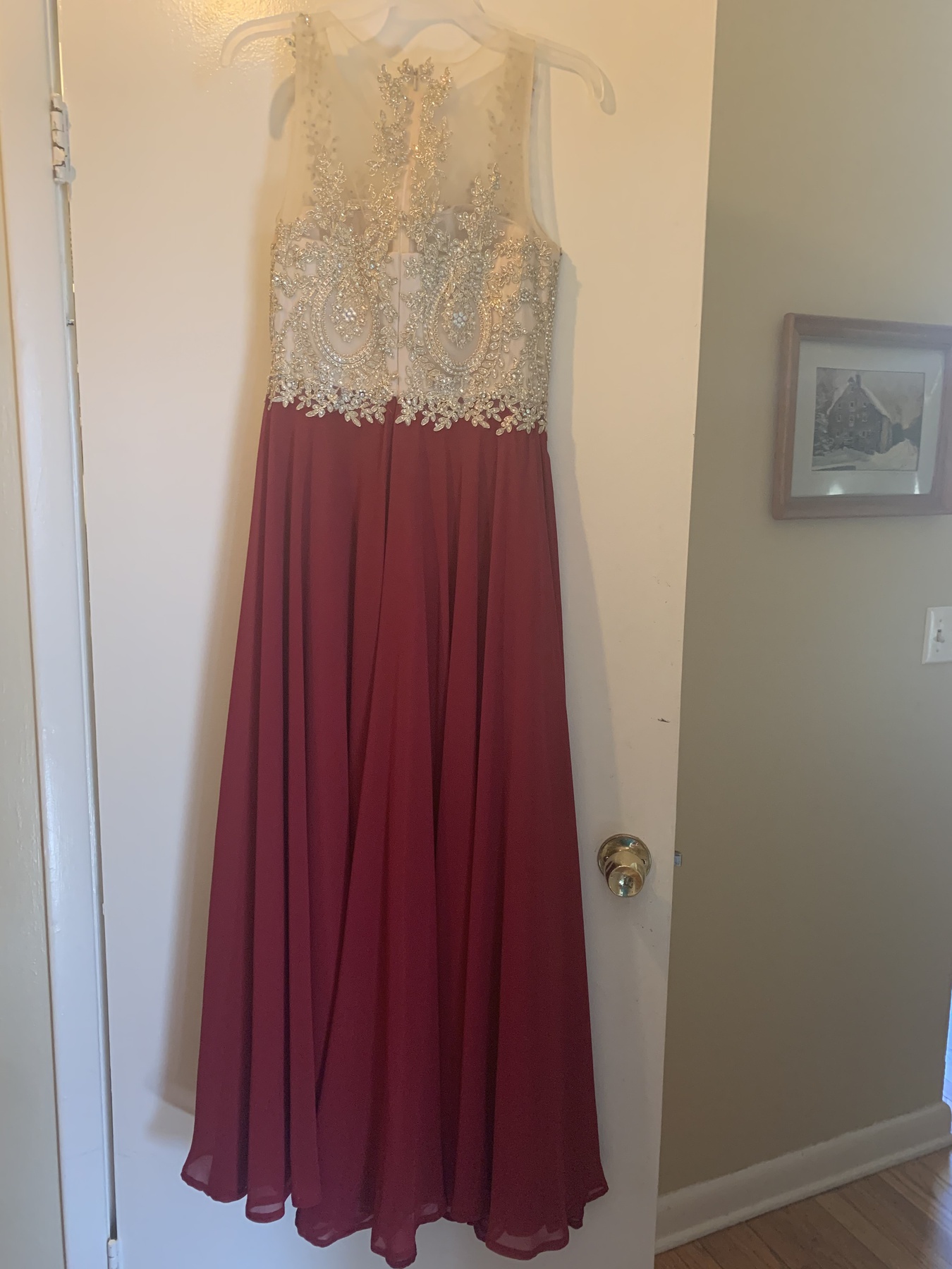 Boubou Size 8 Prom Lace Red Floor Length Maxi on Queenly