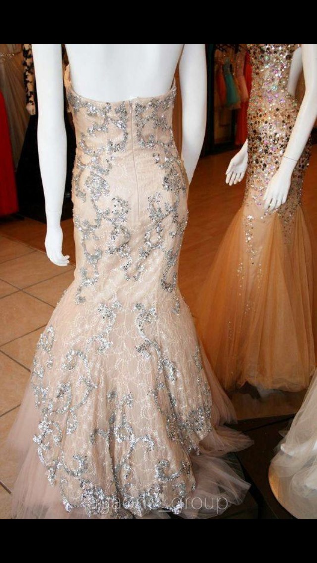 Size 6 Prom Sequined Nude Mermaid Dress on Queenly