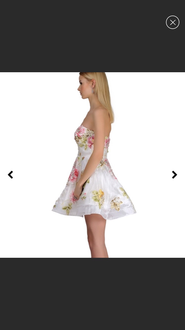 Jovani Size 6 Homecoming Strapless Floral White Cocktail Dress on Queenly