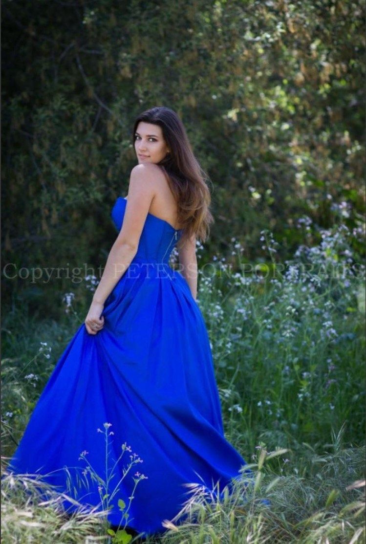 Sherri Hill Size 6 Prom Strapless Royal Blue Ball Gown on Queenly